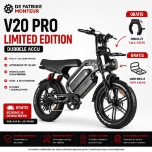 V20 Pro Limited Edition Fatbike Zwart – Dubbele Accu | Gratis Bezorgd & Gemonteerd