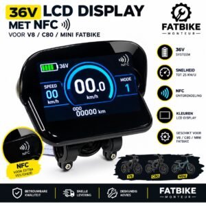 Fatbike kleuren Display voor V8, C80 & Mini Fatbike – 25 km/u | Origineel 36V NFC