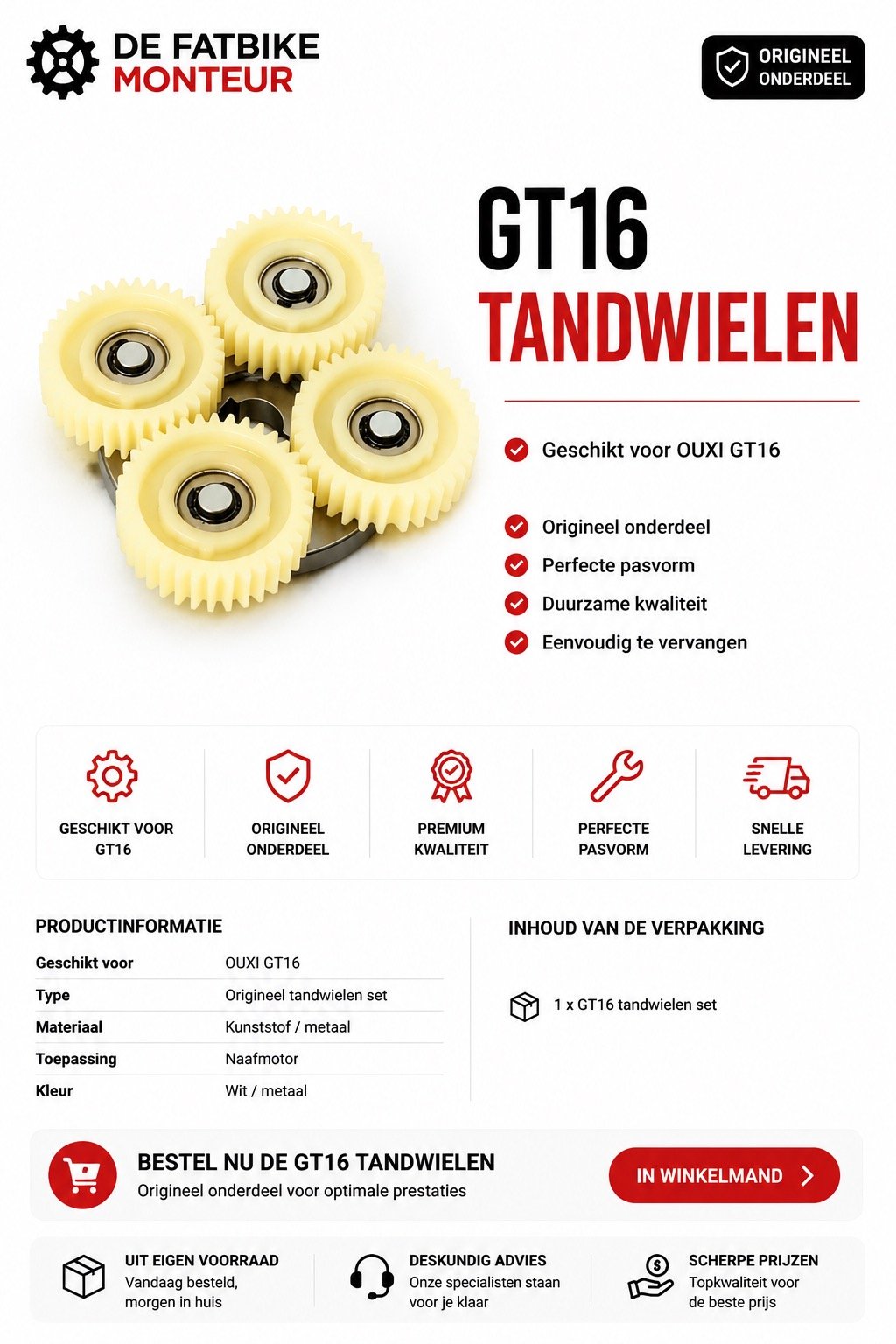 gt16 tandwielen